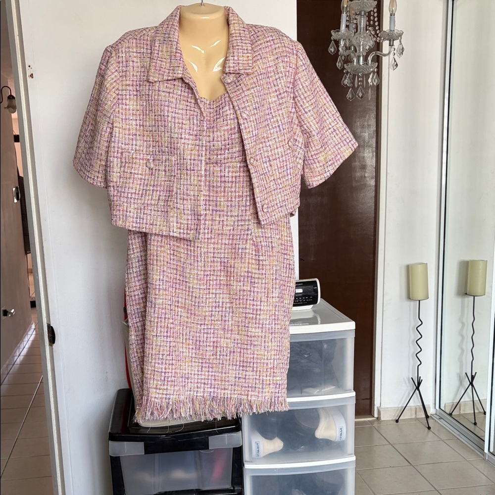 SHEIN Multicolor Tweed Skirt Set